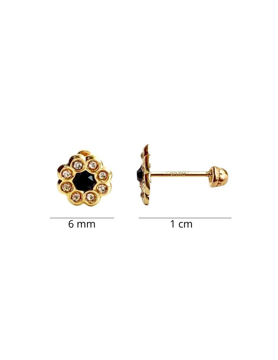 Broqueles de flor de oro 10 K con acabado brillante zirconia 4