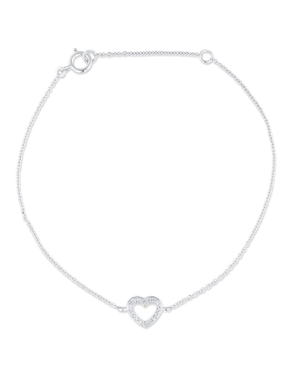 Pulsera de oro blanco con diamante 14 k acabado brillante Pulsera de oro blanco con diamante 14 k acabado brillante