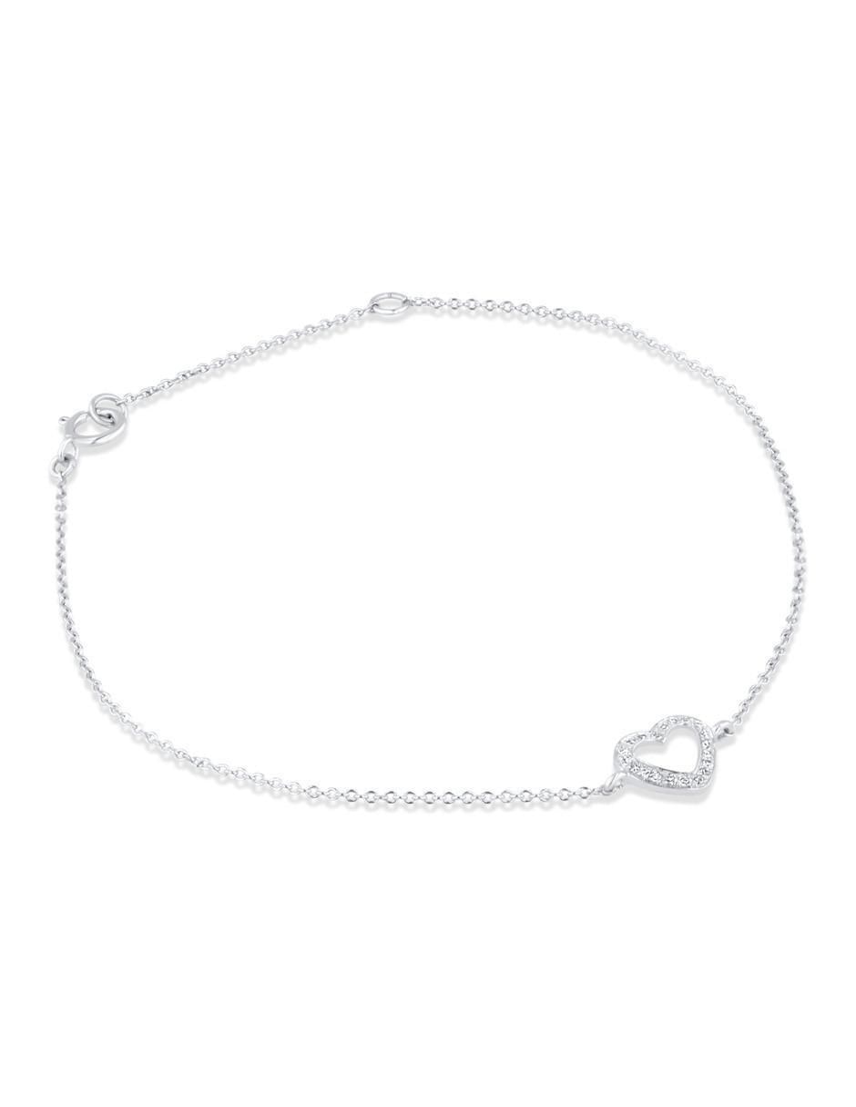 Pulsera de oro blanco con diamante 14 k acabado brillante 2