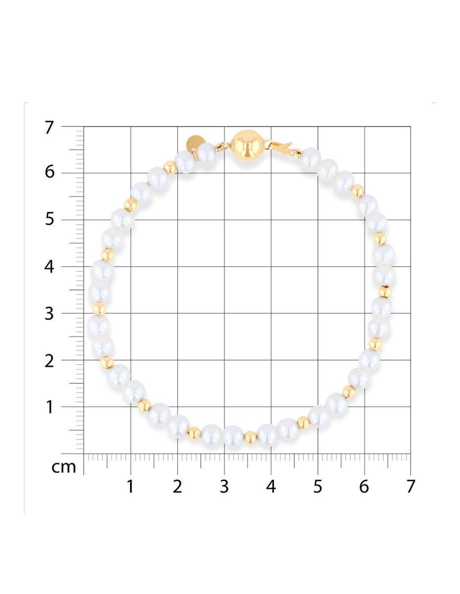 Pulsera de oro amarillo con perla 14 k acabado brillante 5