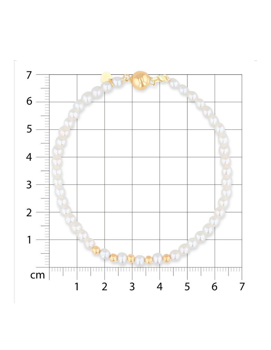 Pulsera de oro amarillo con perla 14 k acabado brillante 5