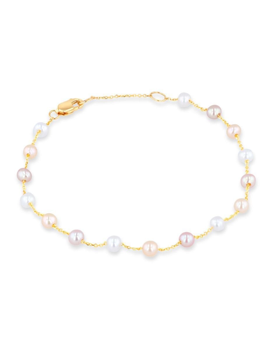 Pulsera de oro amarillo con perla 14 k acabado brillante 2