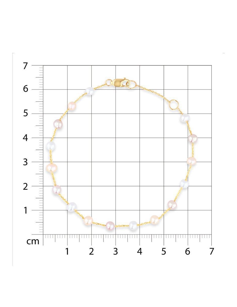 Pulsera de oro amarillo con perla 14 k acabado brillante 5