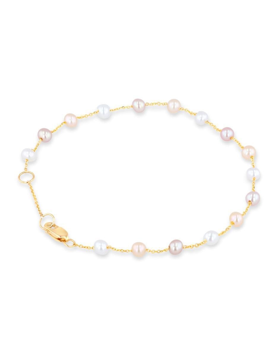 Pulsera de oro amarillo con perla 14 k acabado brillante 3