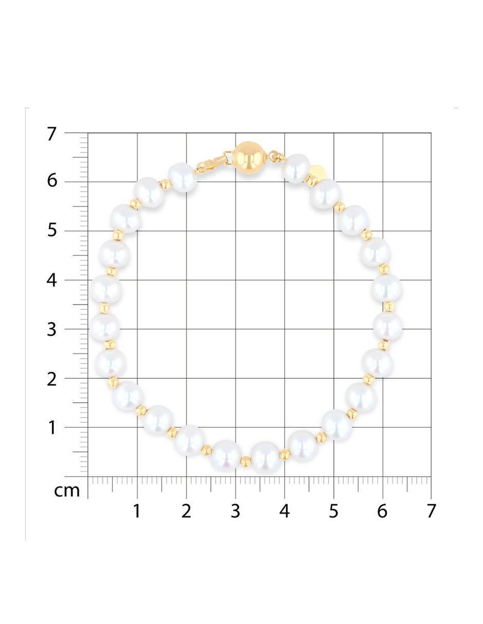 Pulsera de oro amarillo con perla 14 k acabado brillante 5