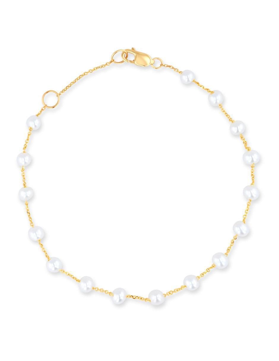 Pulsera de oro amarillo con perla 14 K acabado brillante