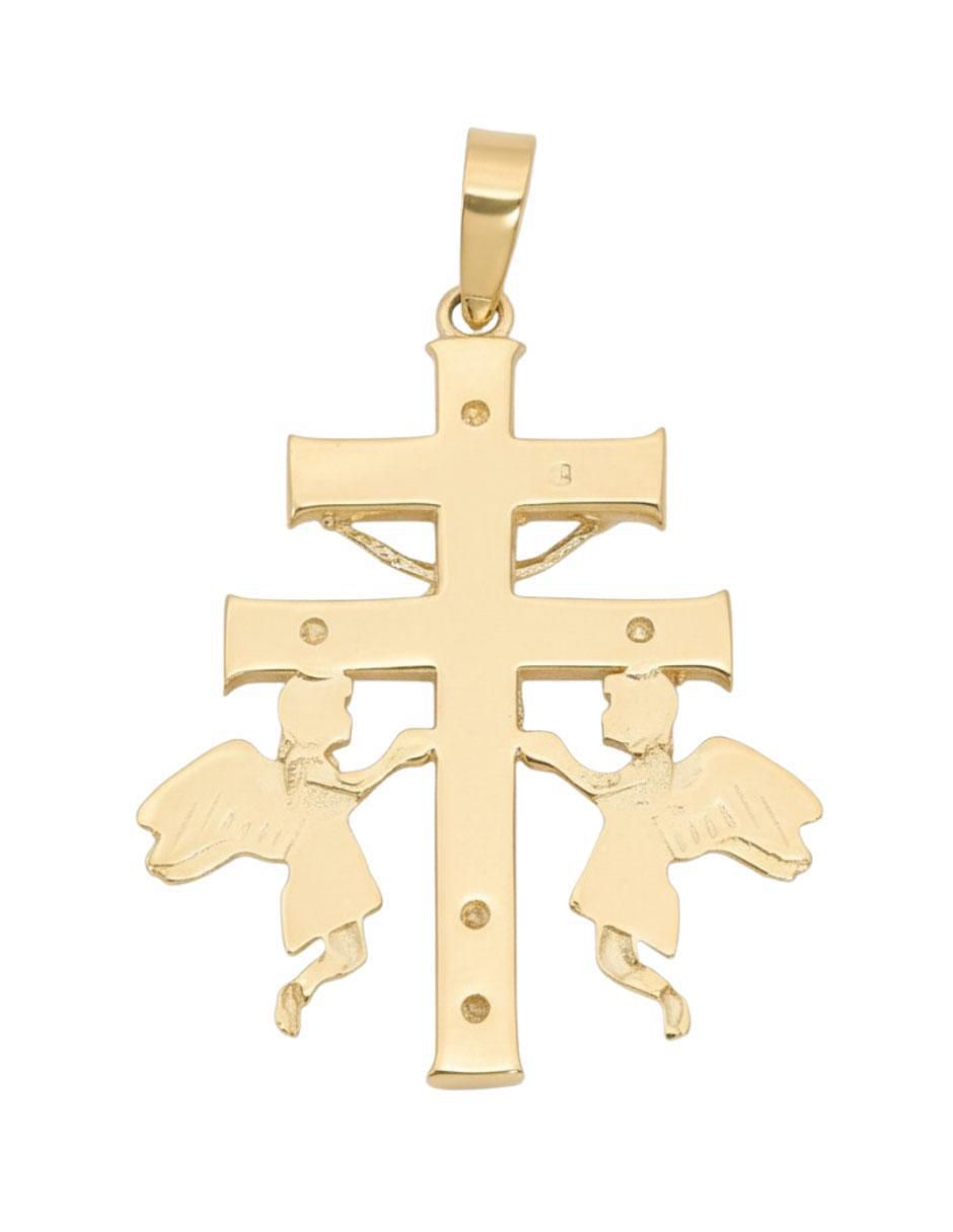 Dije de cruz de oro amarillo 10 K zirconia 3