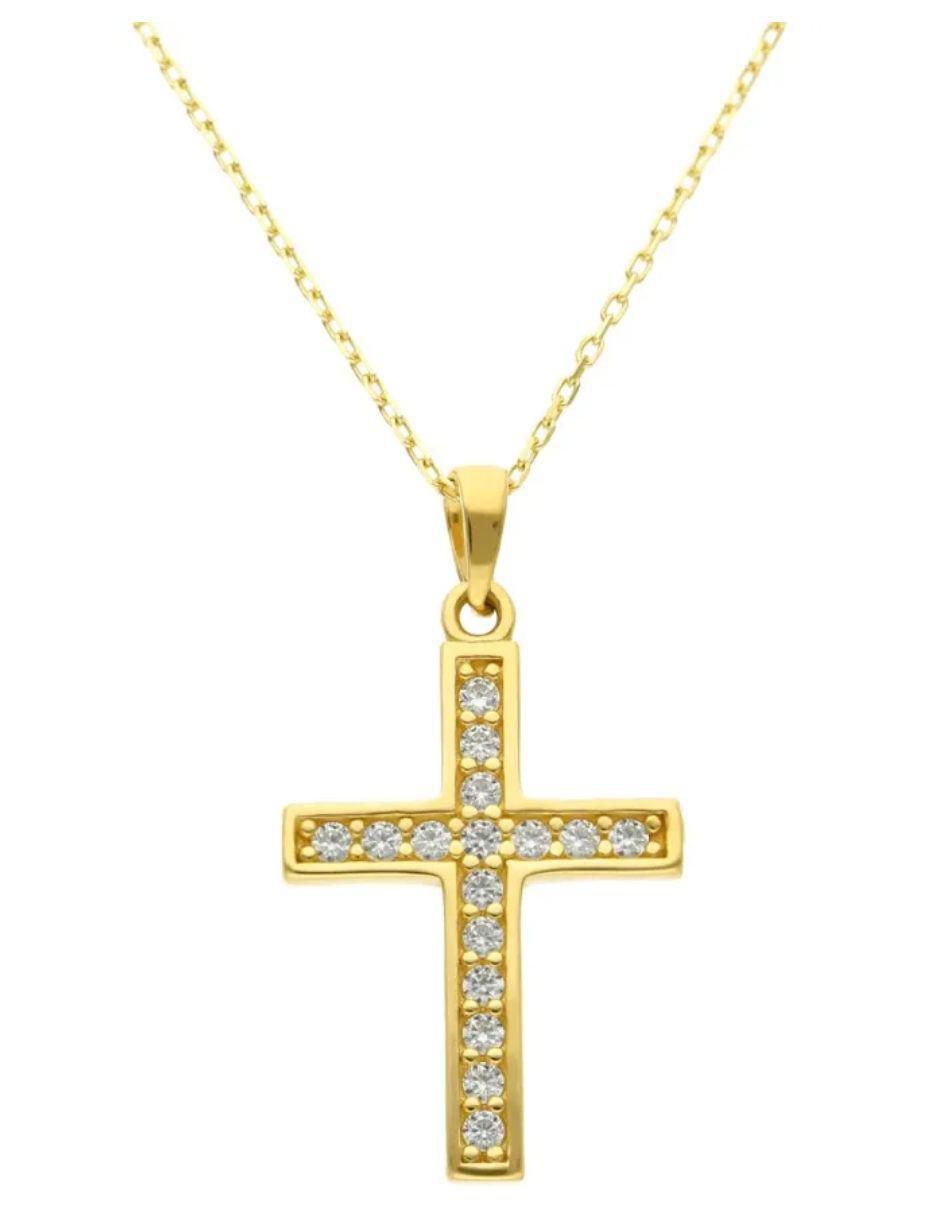 Collar con dije de cruz de oro amarillo 14 K Collar con dije de cruz de oro amarillo 14 K