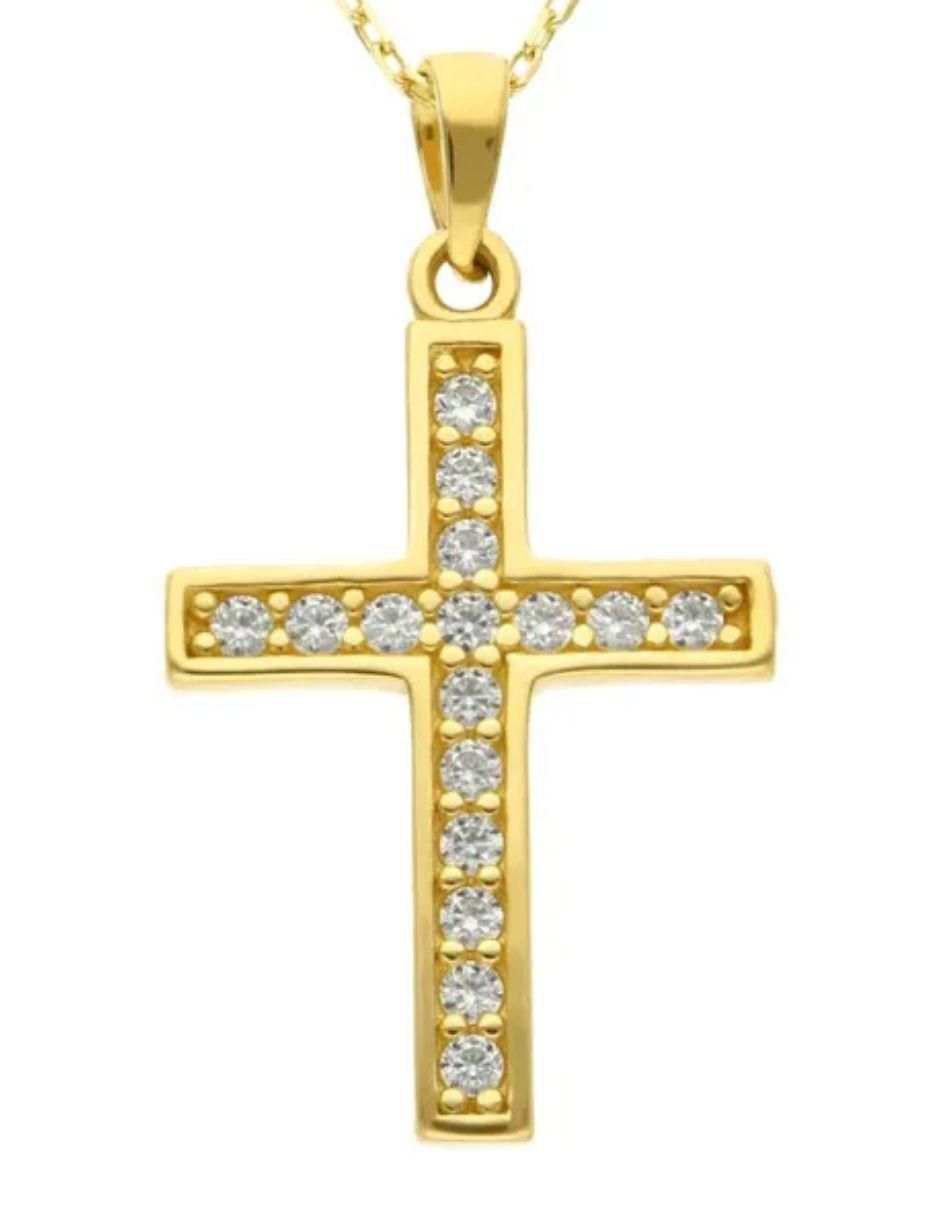 Collar con dije de cruz de oro amarillo 14 K 3