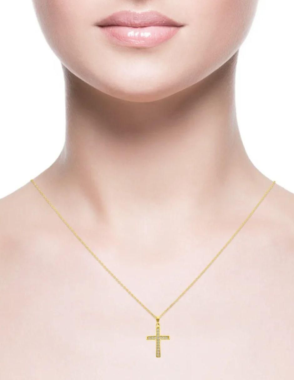 Collar con dije de cruz de oro amarillo 14 K 4