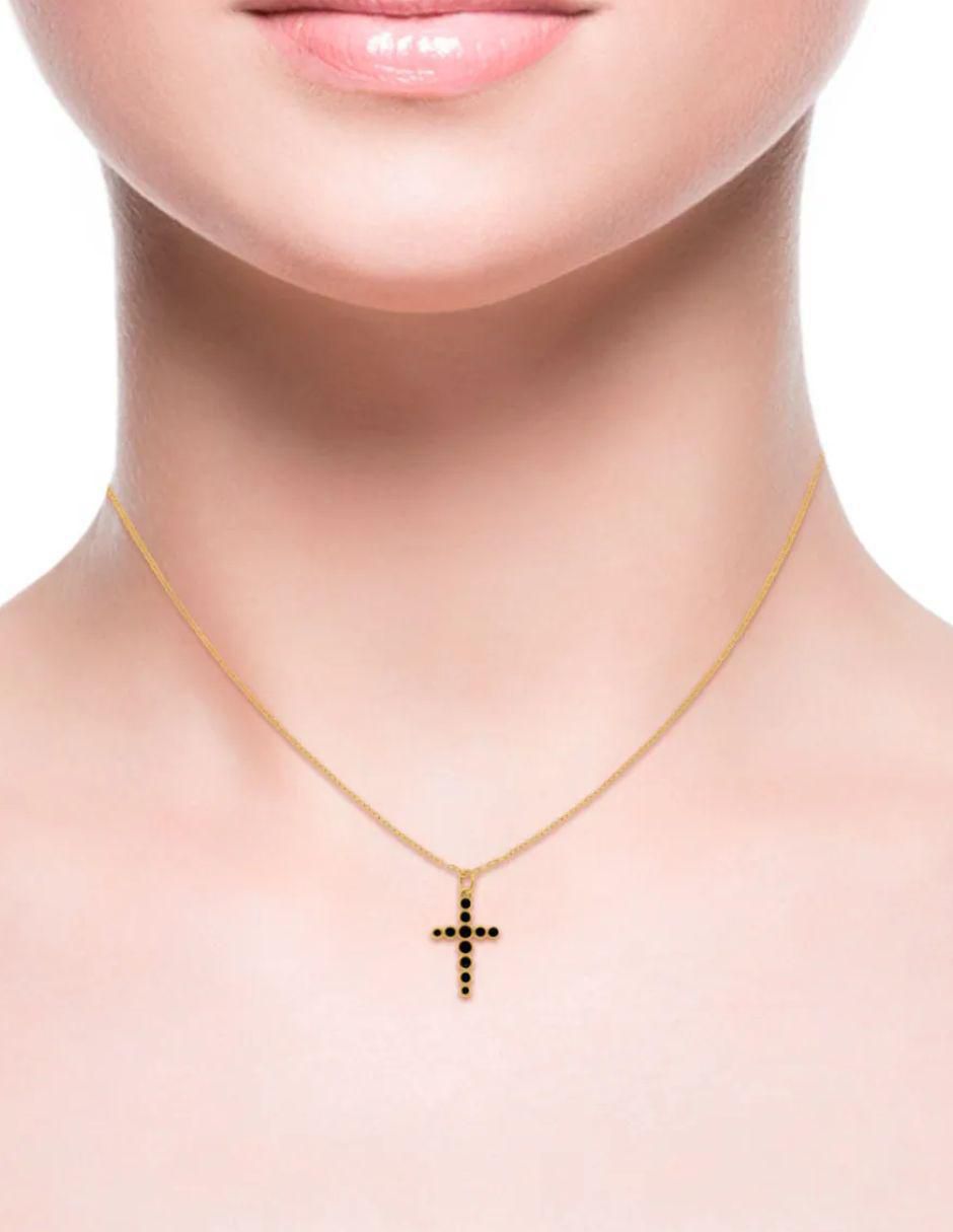 Collar con dije Jesucristo de cruz de oro amarillo 14 K