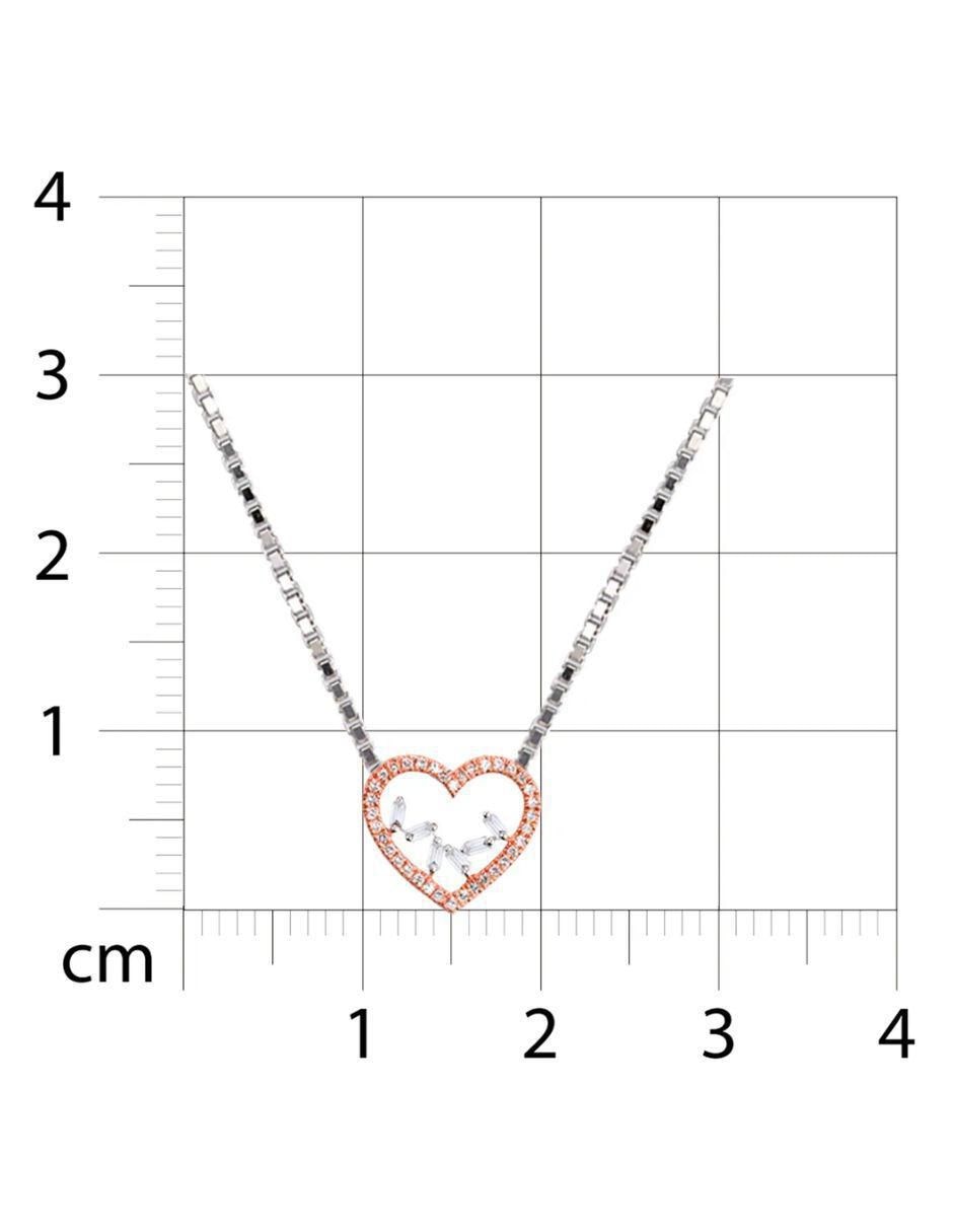 Collar con dije de corazón de oro rosa 14 K 4