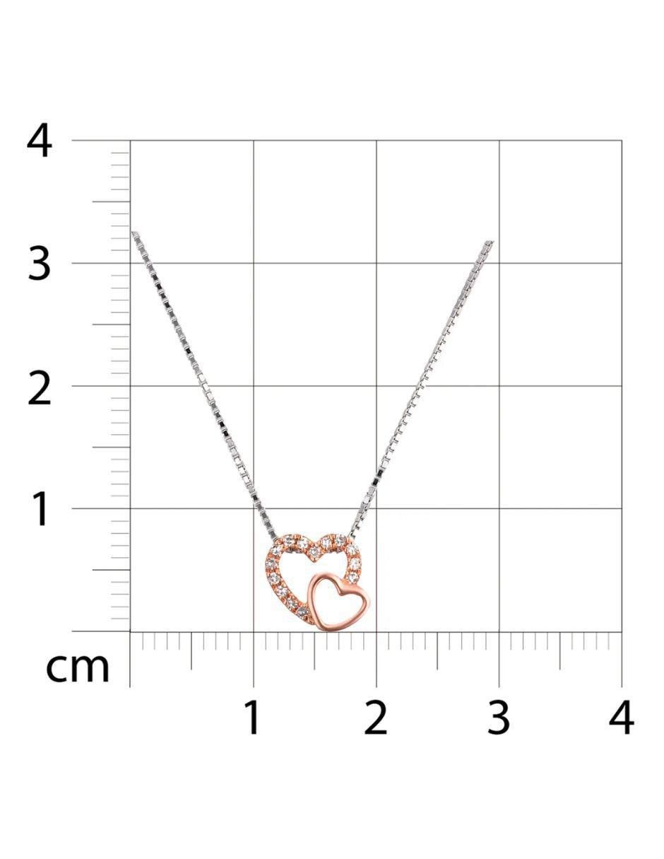 Collar con dije de corazón de oro rosa 14 K 4