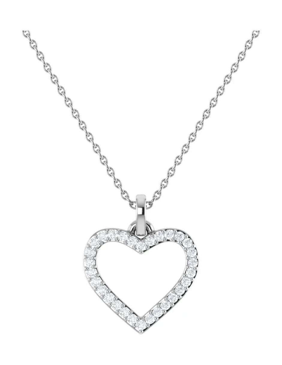 Collar con dije de corazón de oro blanco 14 K 1