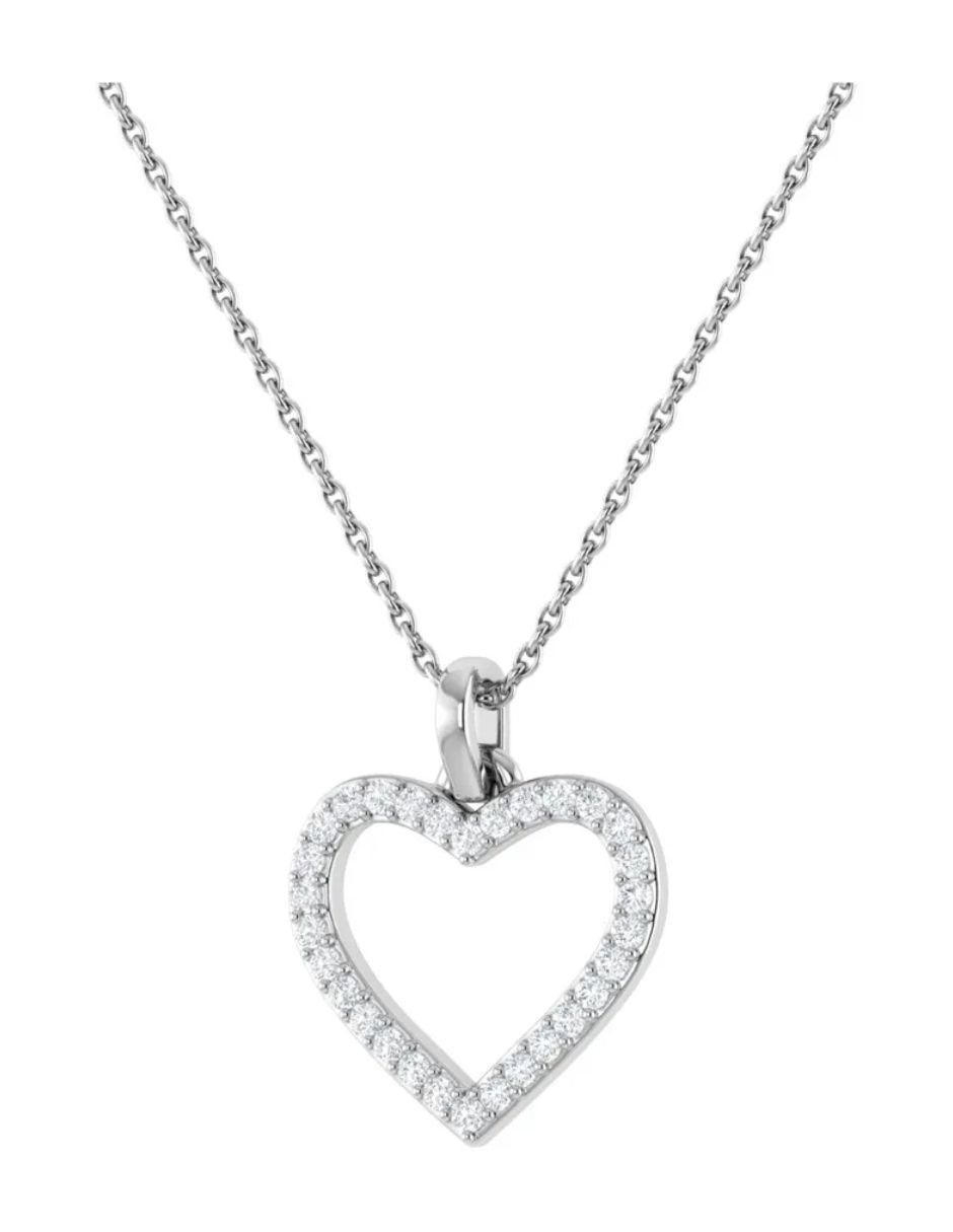 Collar con dije de corazón de oro blanco 14 K 2