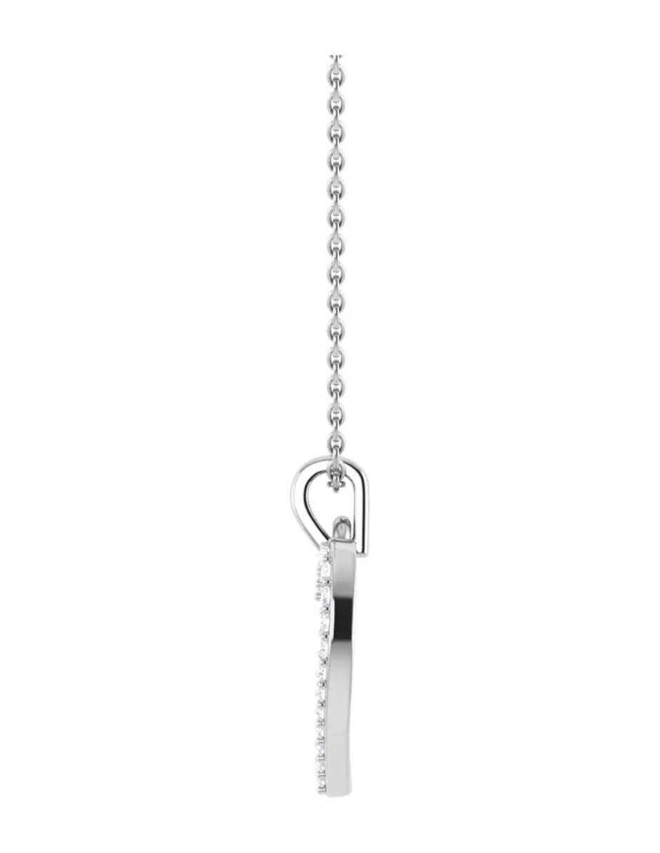 Collar con dije de corazón de oro blanco 14 K 4