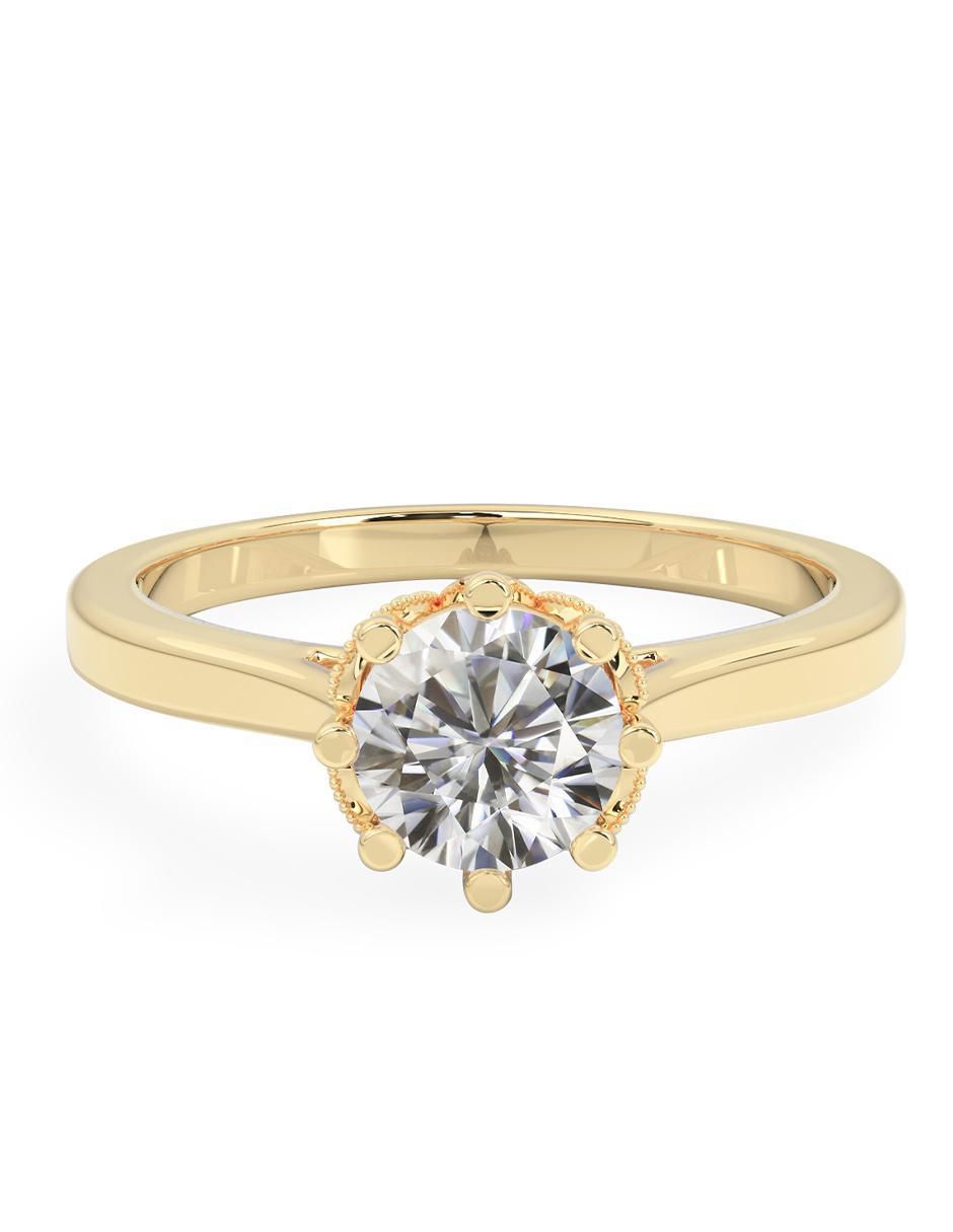 Anillo de compromiso de oro 14 k moissanita