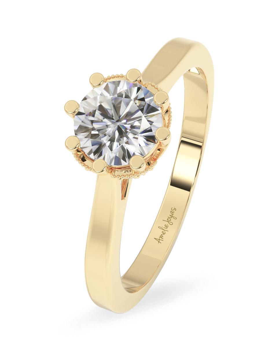 Anillo de compromiso "de" oro 14 k amelie joyas sin coleccion moissanita
