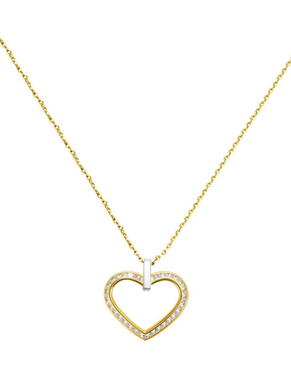 Collar con dije de corazón de oro amarillo 14 K
