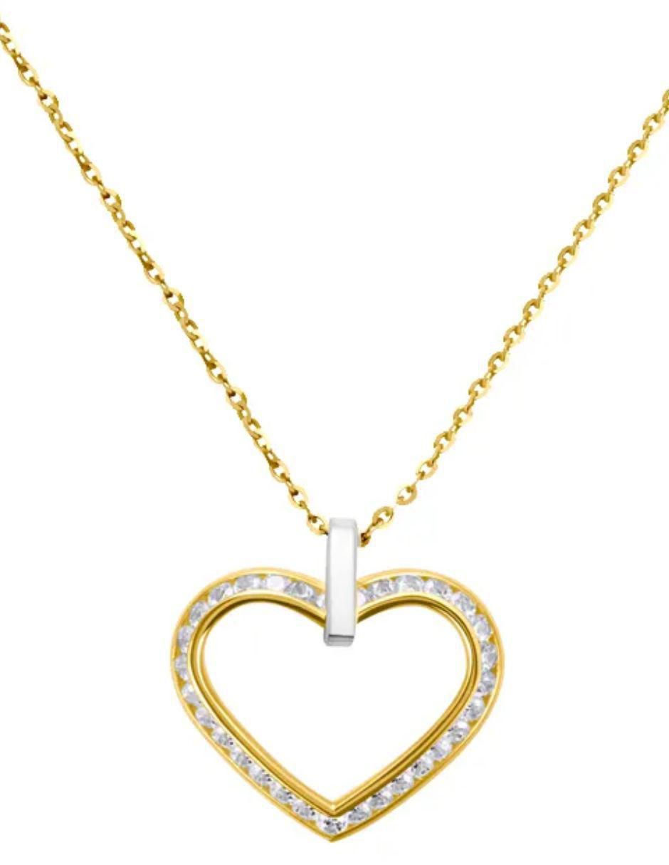 Collar con dije de corazón de oro amarillo 14 K 2