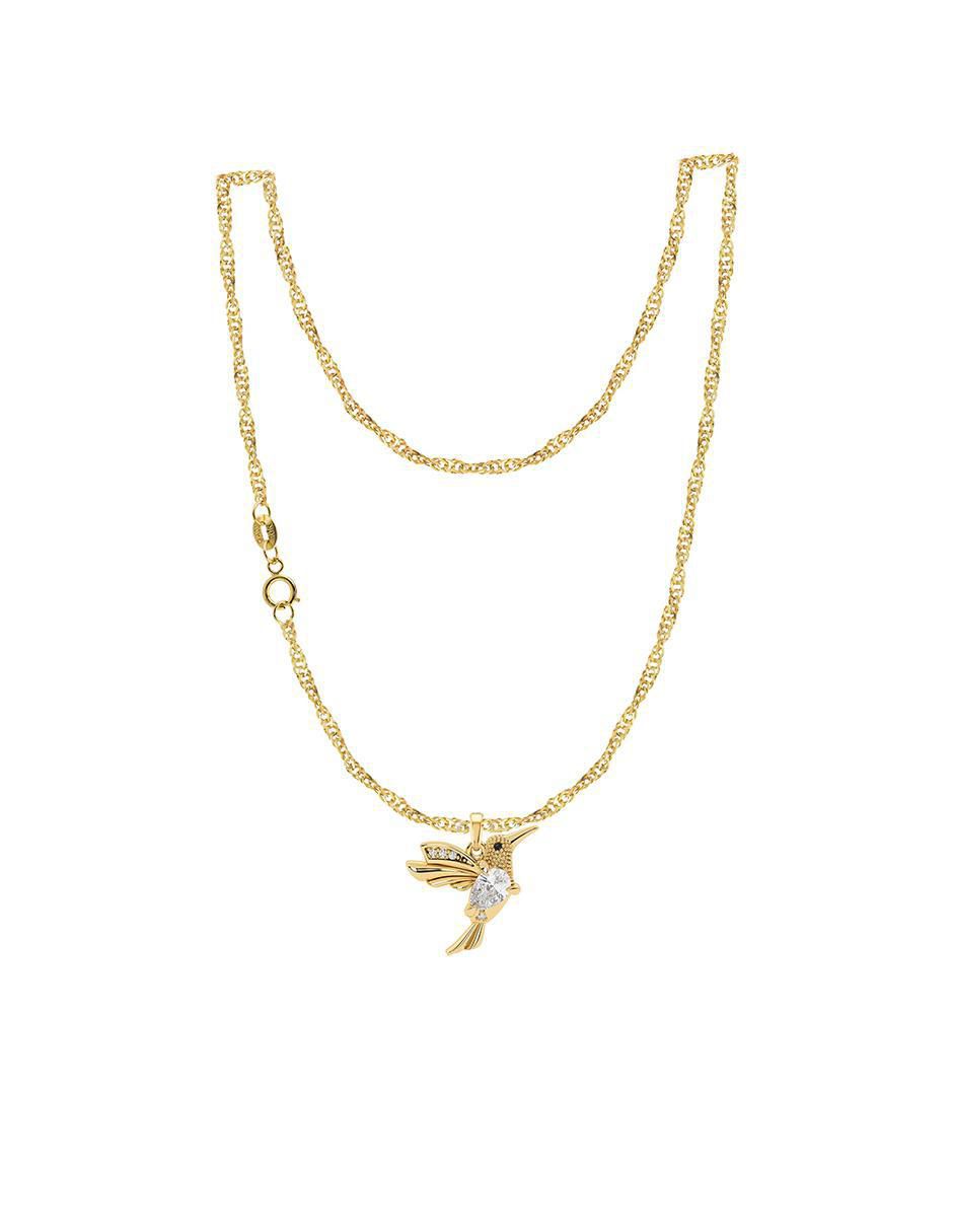 Collar con dije de colibrí de oro 10 K