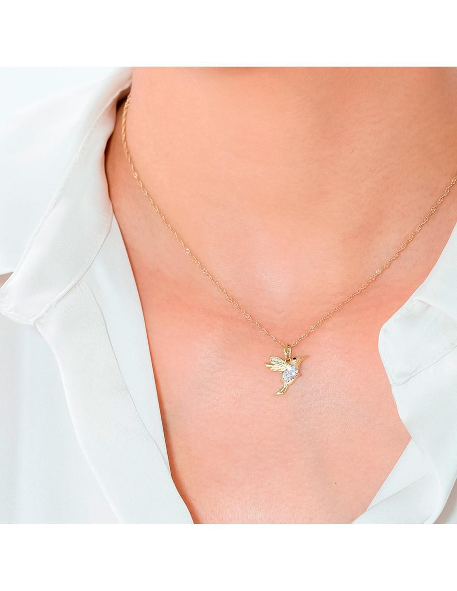 Collar con dije de colibrí de oro 10 K 5