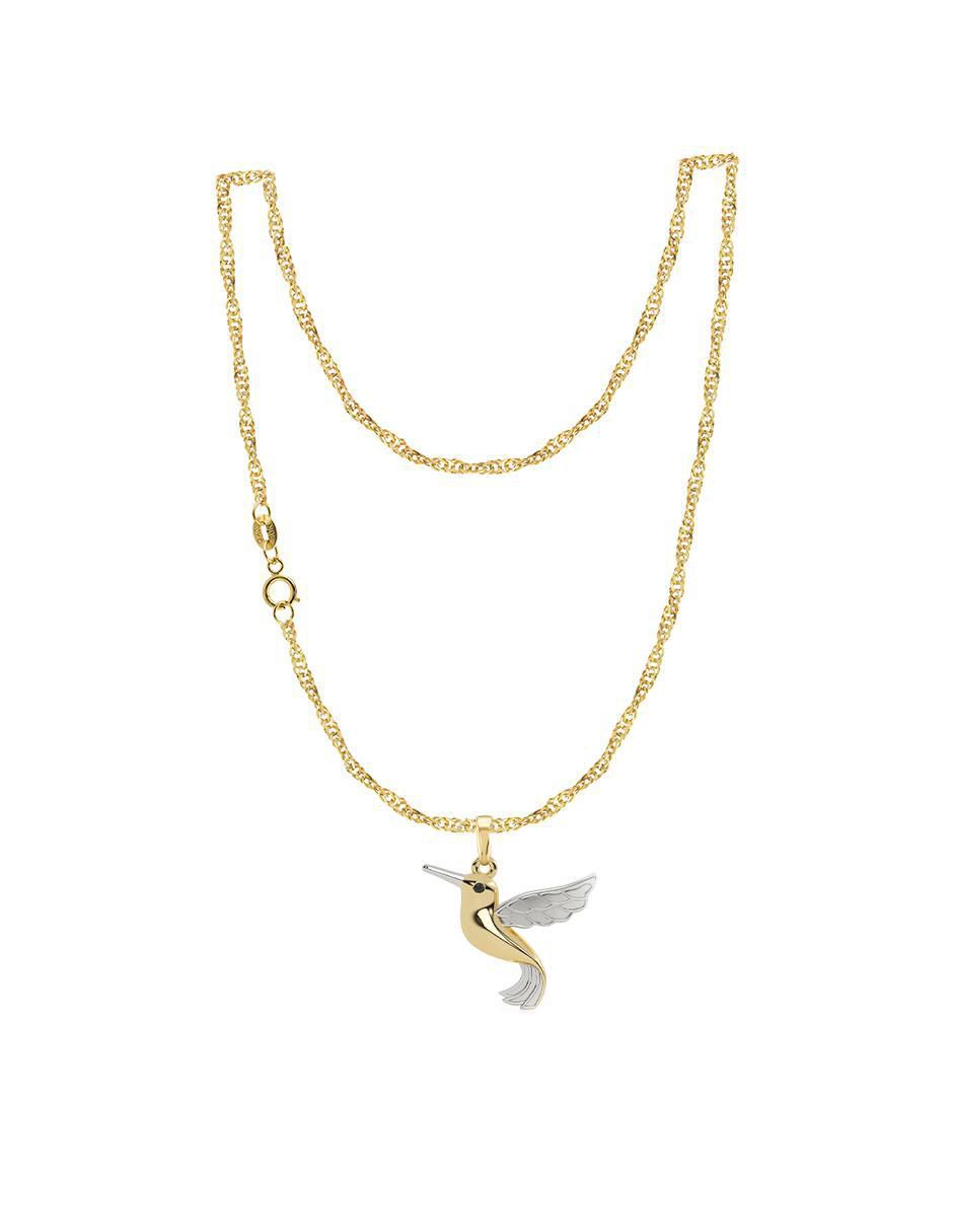 Collar con dije de colibrí de oro 10 K