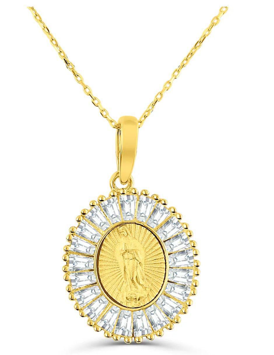 Collar con dije de Virgen de Guadalupe de oro amarillo 14 k