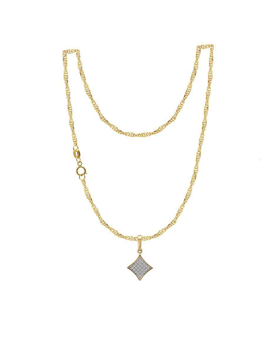 Collar con dije de rombo de oro 10 K