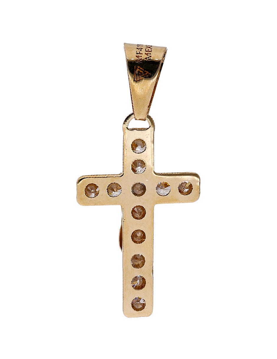Dije de cruz de oro 14 k zirconia 2