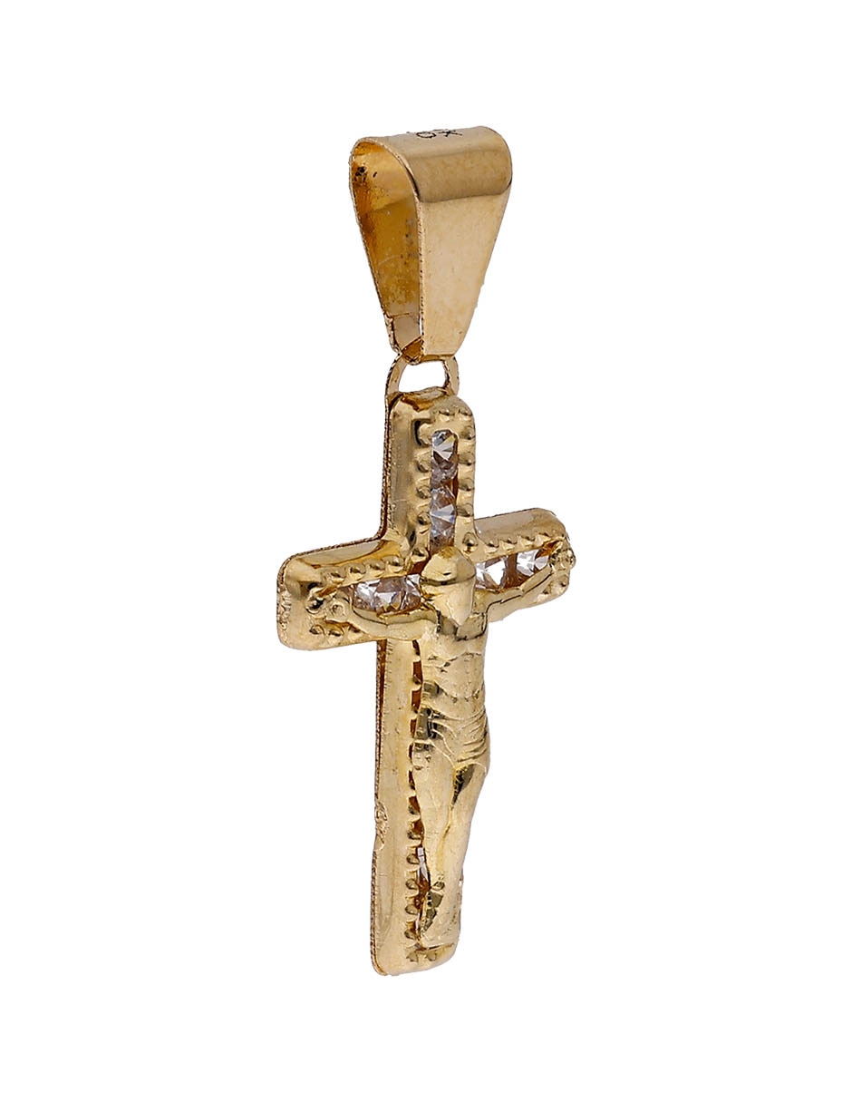 Dije de cruz de oro 14 k zirconia 3