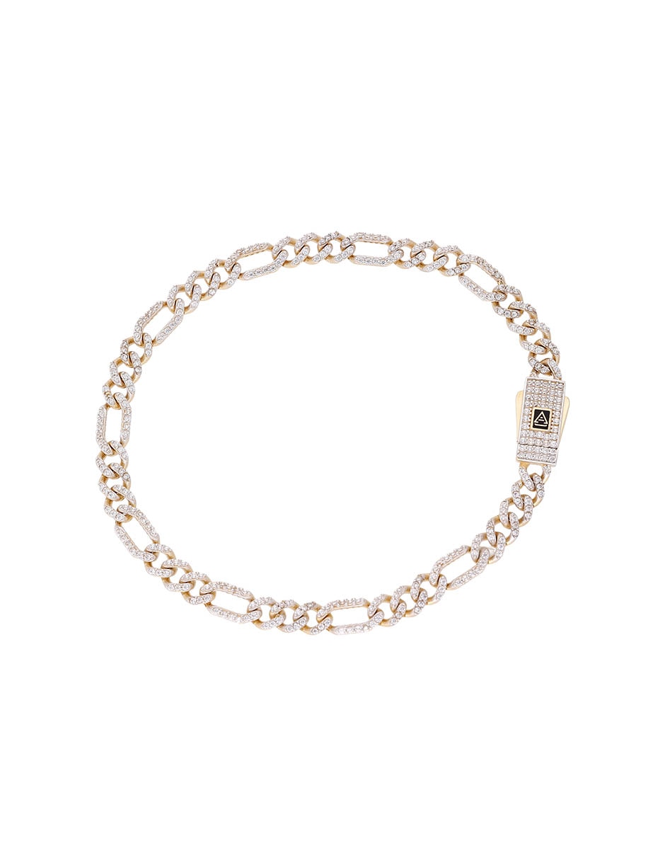 Pulsera de oro con zirconia 14 k acabado brillante