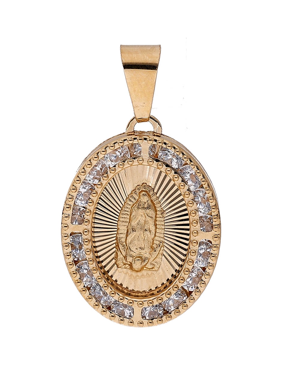 Medalla ovalada de oro 14 k zirconia Medalla ovalada de oro 14 k zirconia