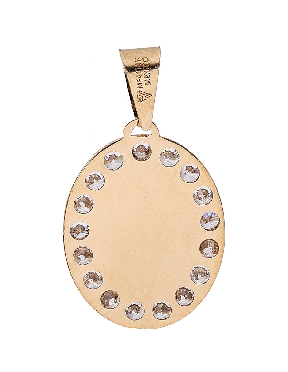 Medalla ovalada de oro 14 k zirconia 2