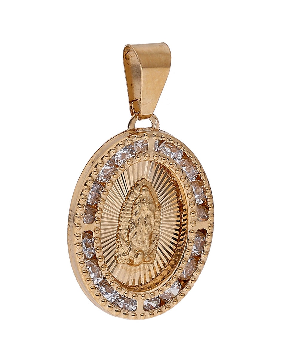 Medalla ovalada de oro 14 k zirconia 3