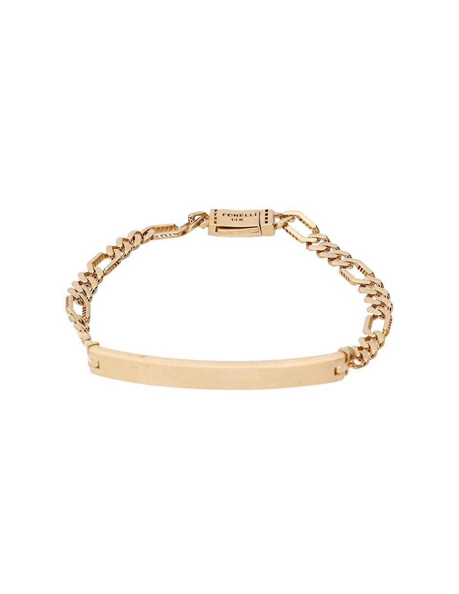 Pulsera de oro con zirconia 14 k acabado brillante