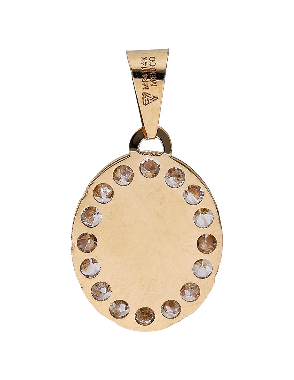 Medalla ovalada de oro 14 k zirconia 2