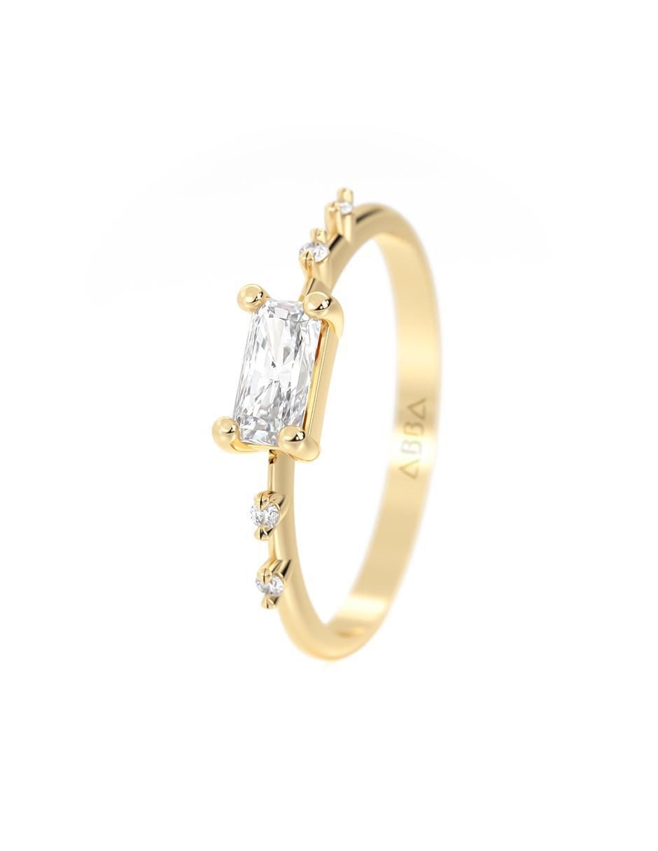 Anillo "de (si aplica)" rectangular abba joyas sin familia no aplica 10 k "de" oro zirconia brillante