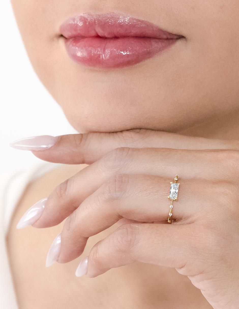 Anillo "de (si aplica)" rectangular abba joyas sin familia no aplica 14 k "de" oro zirconia brillante