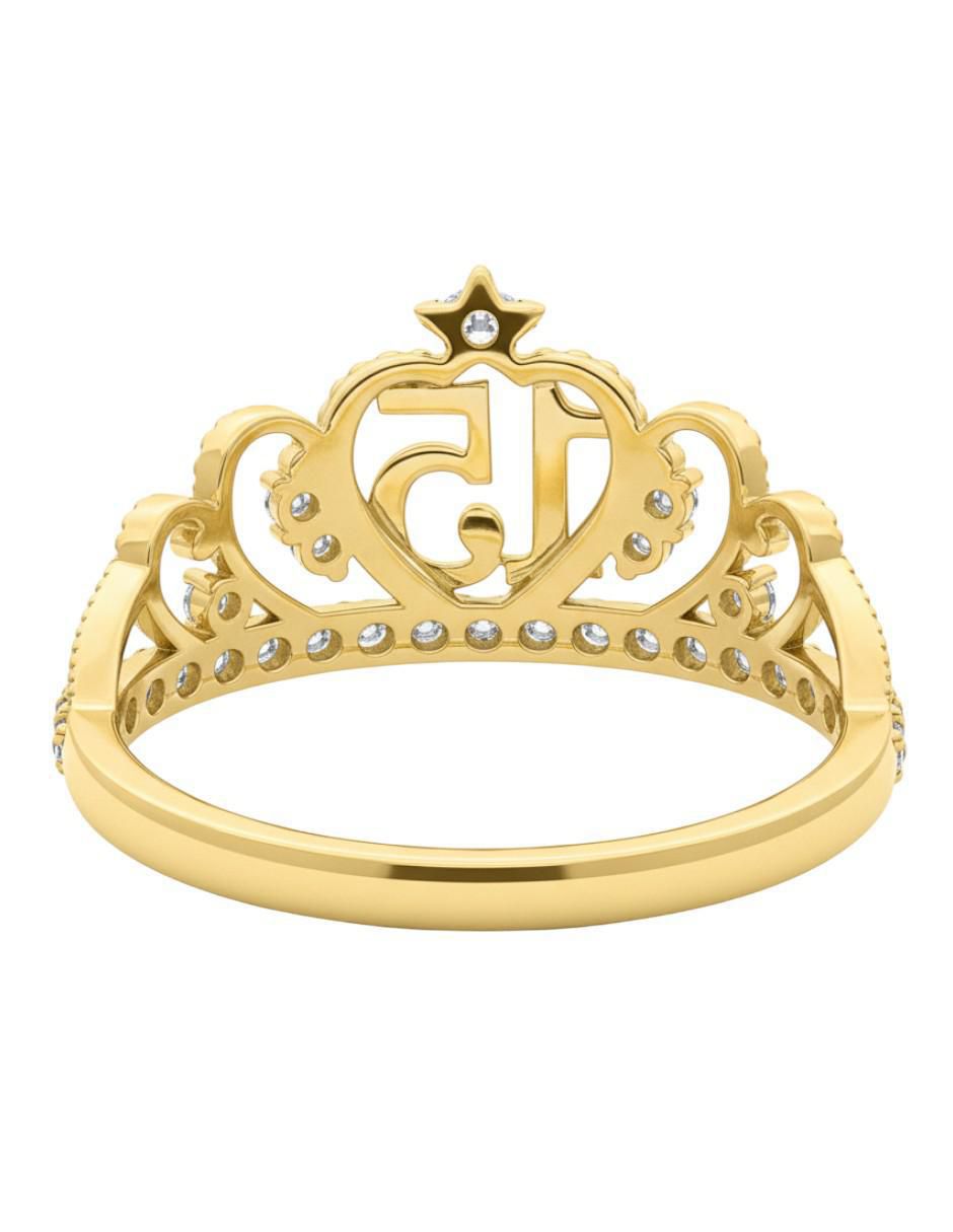 Anillo de corona 10 k de oro zirconia brillante 3