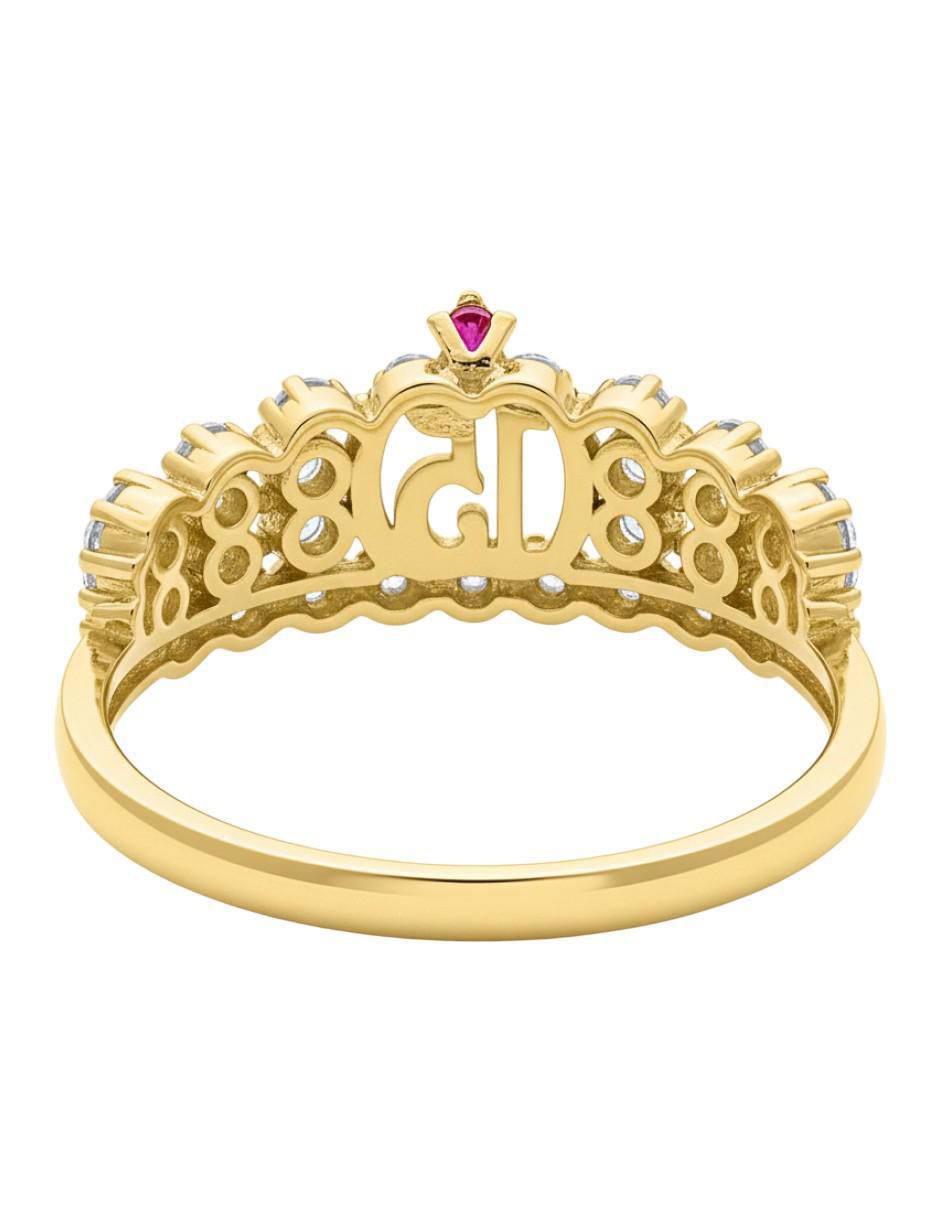 Anillo de corona 10 k de oro zirconia brillante 3