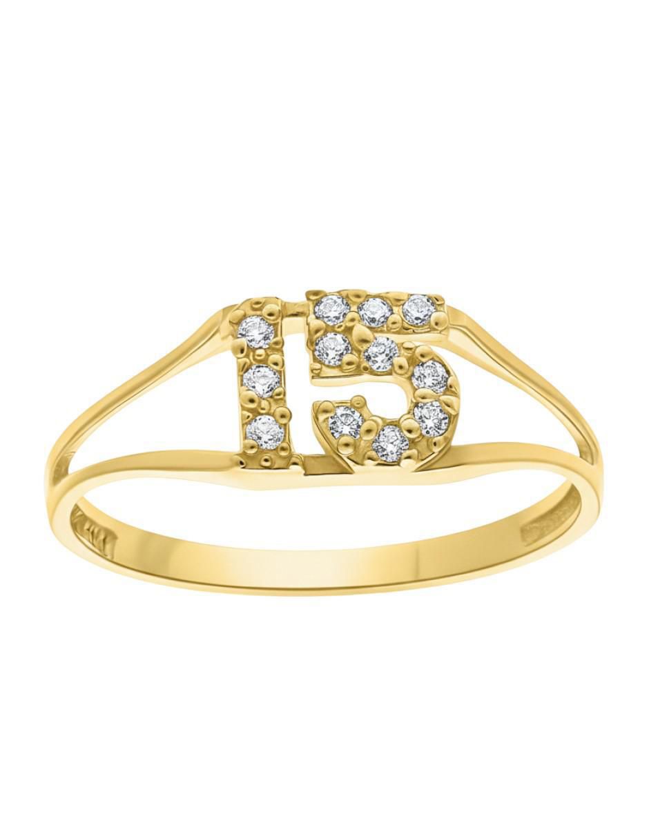 Anillo 10 k de oro zirconia brillante 2