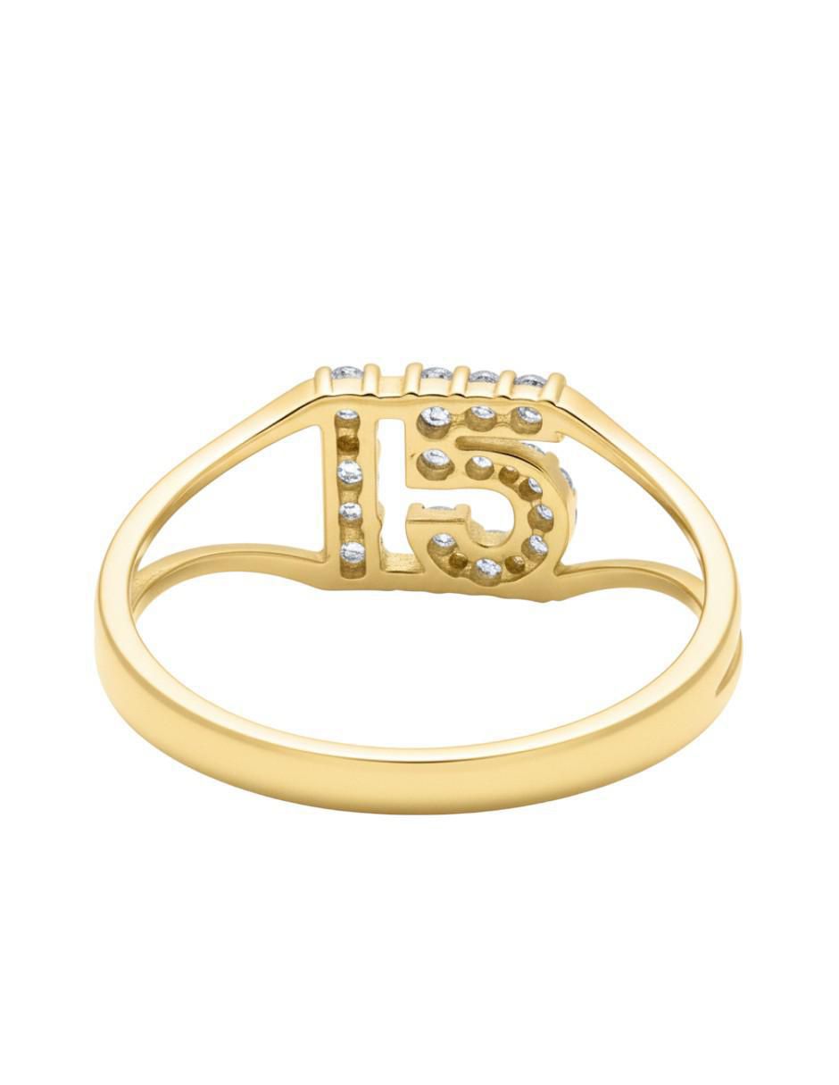 Anillo 10 k de oro zirconia brillante 3