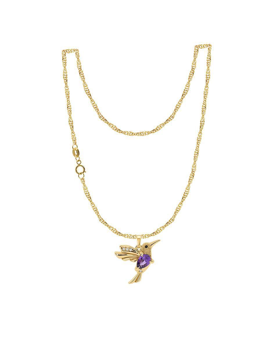 Collar con dije de colibrí de oro 10
