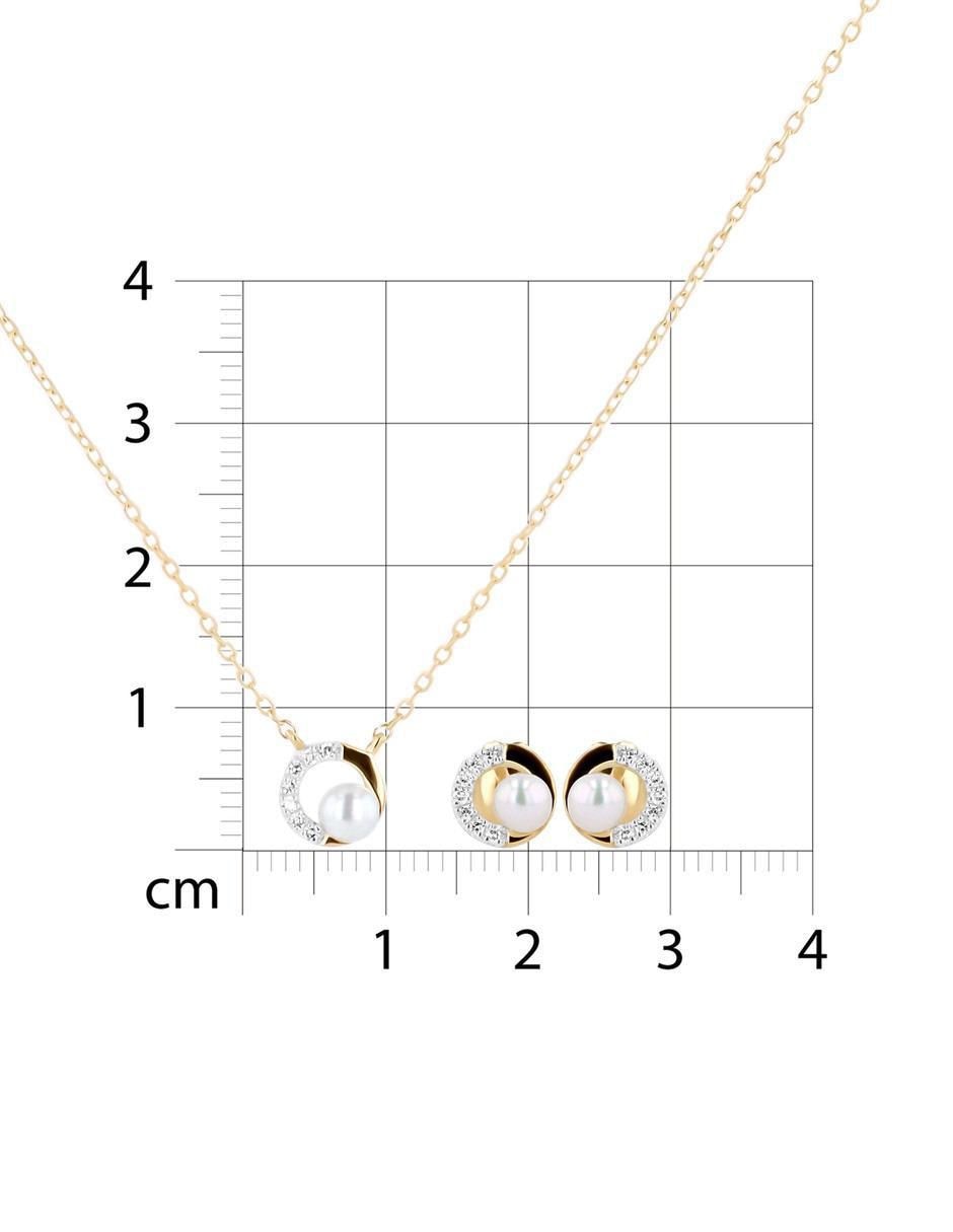 Aretes y collar de oro amarillo 14 k diamante 5