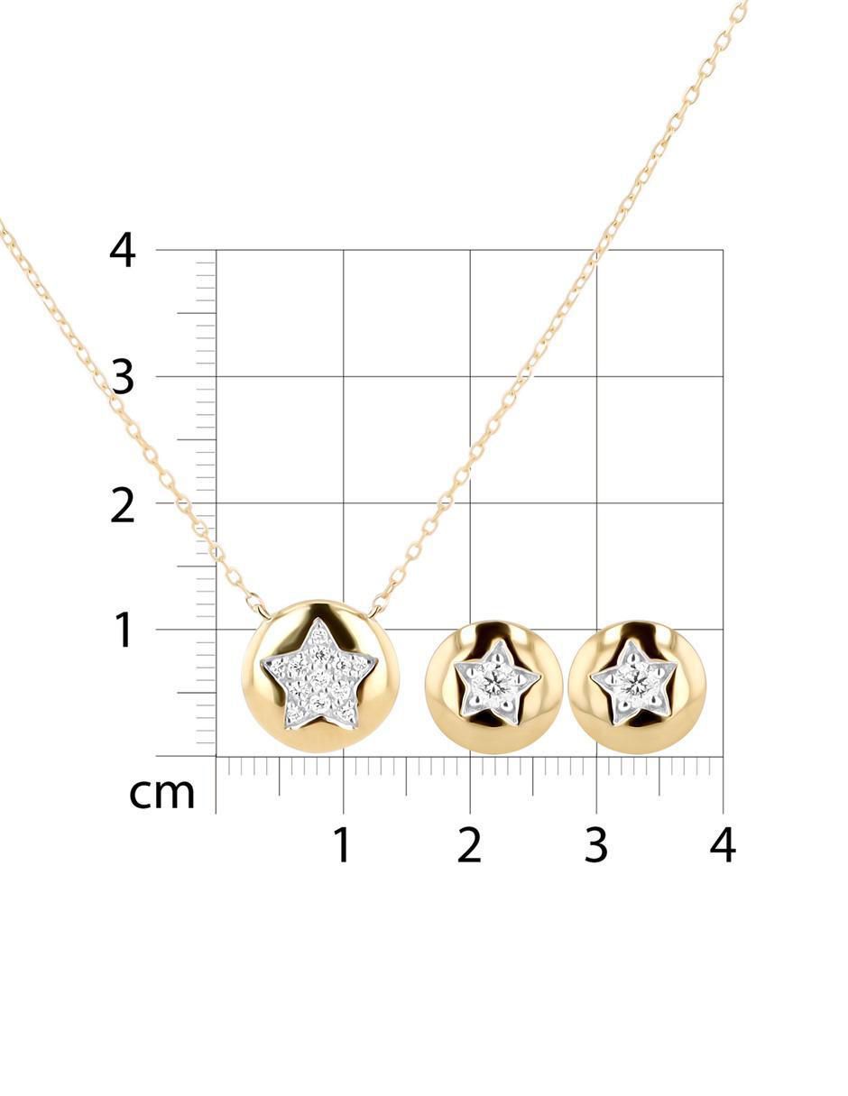 Aretes y collar de estrella de oro amarillo 14 k diamante 5