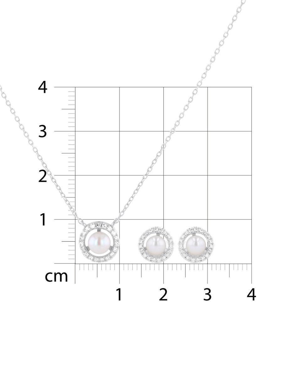 Aretes y collar de oro blanco 14 k diamante 5