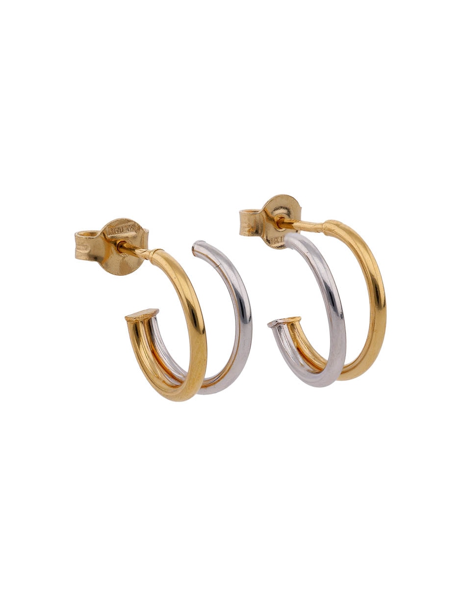 Aretes cortos de media luna de oro 14 K con acabado brillante 2