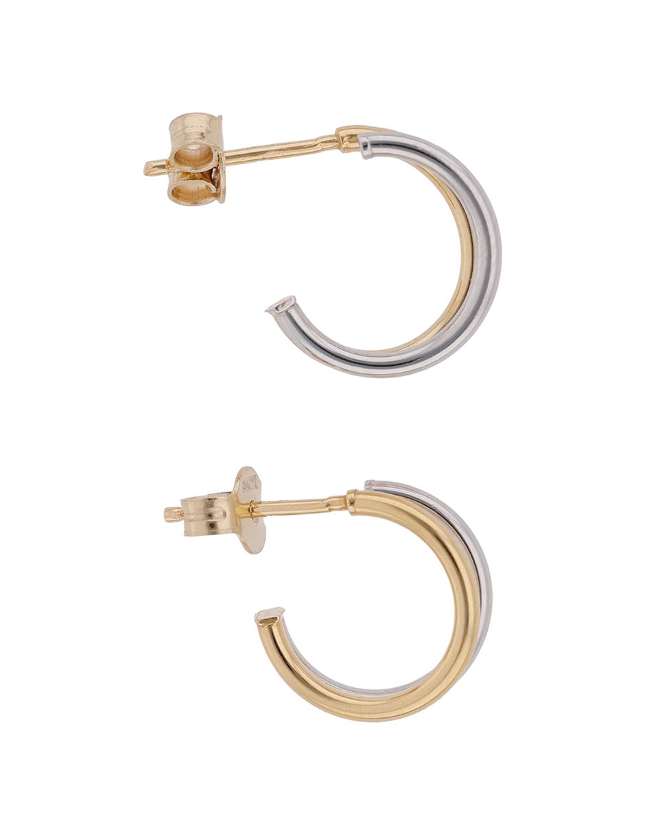 Aretes cortos de media luna de oro 14 K con acabado brillante 3