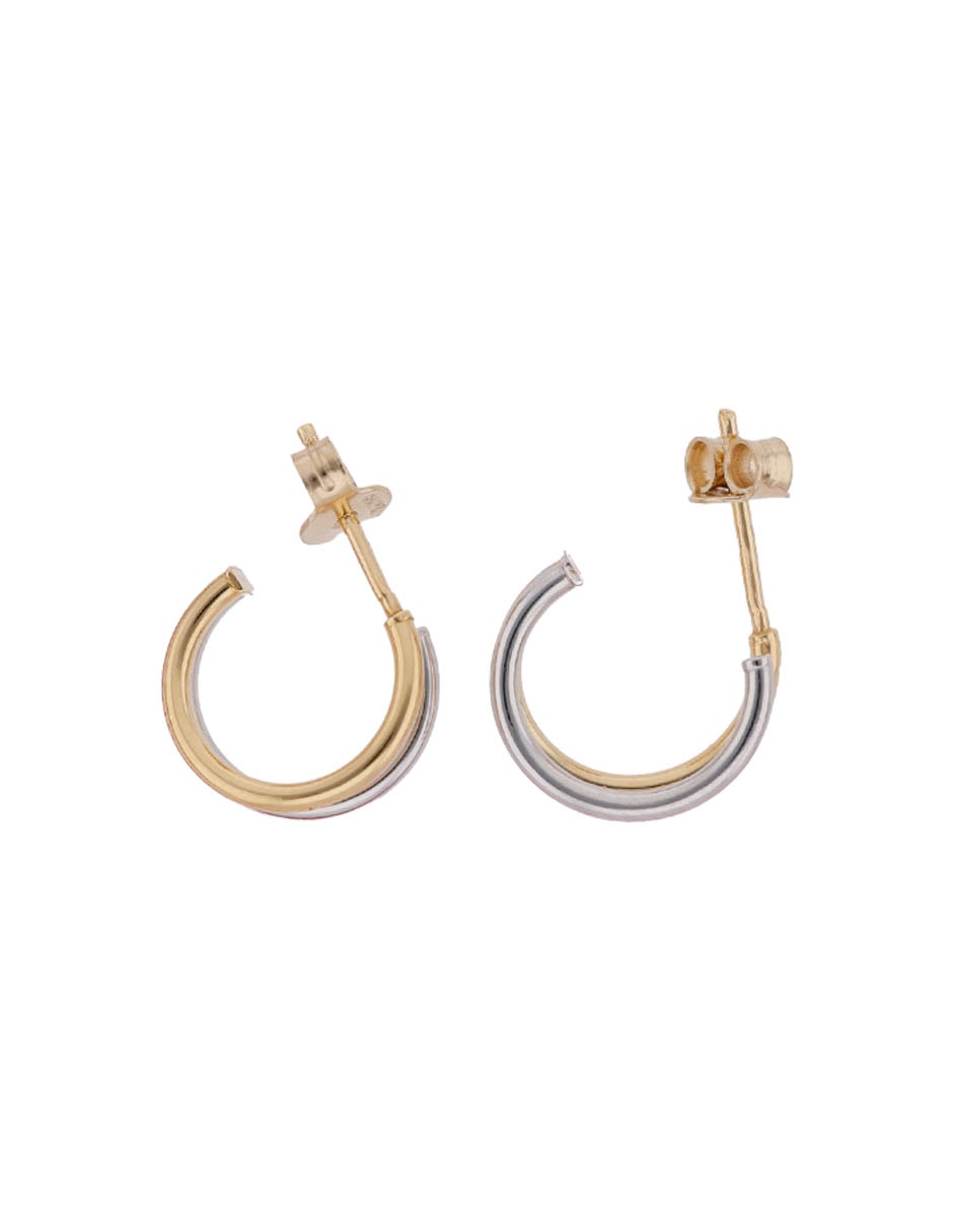 Aretes cortos de media luna de oro 14 K con acabado brillante 4